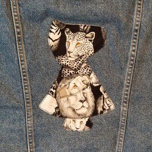 Levi's 90s Cropped Sunbonnet Sue Safari Print Applique Vest Size Small